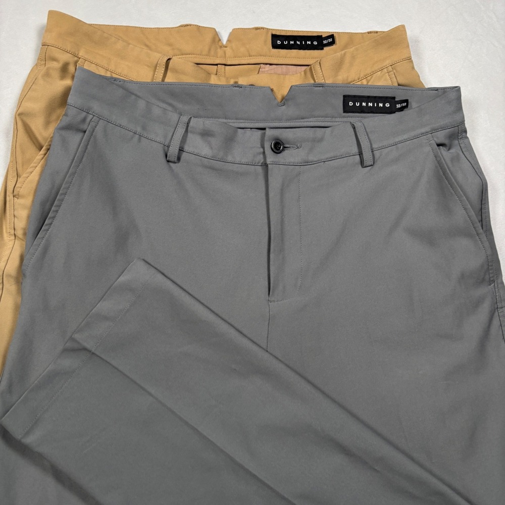 Dunning Golf Pants Mens 32x32 Grey Tan Lot of 2 Performance Stretch Chino